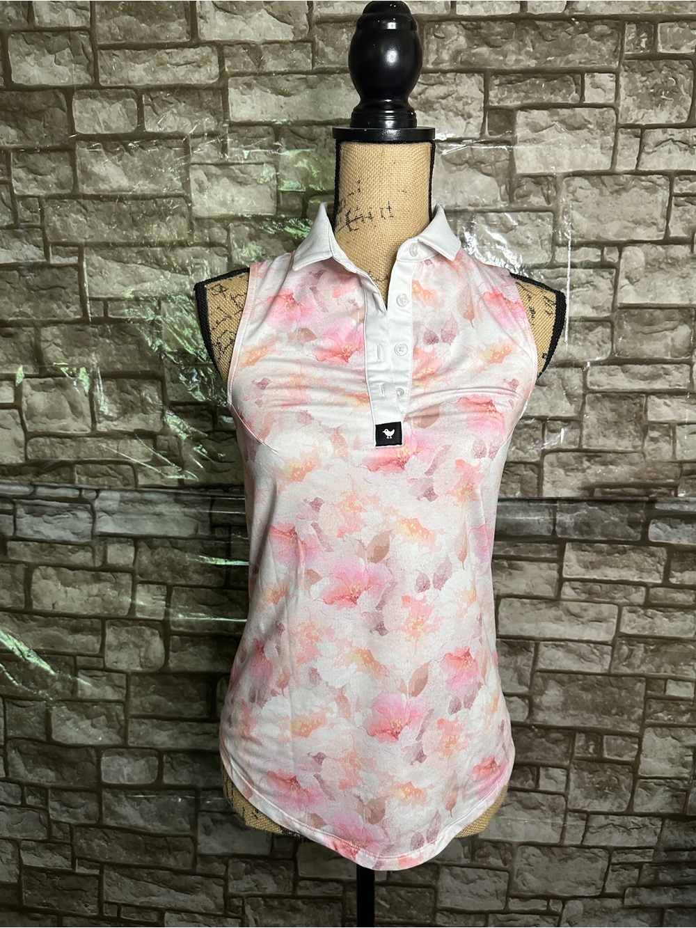 NWOT Bad Birdie Sleeveless Floral Golf Polo Tank Top Size XS - Picture 2 of 8